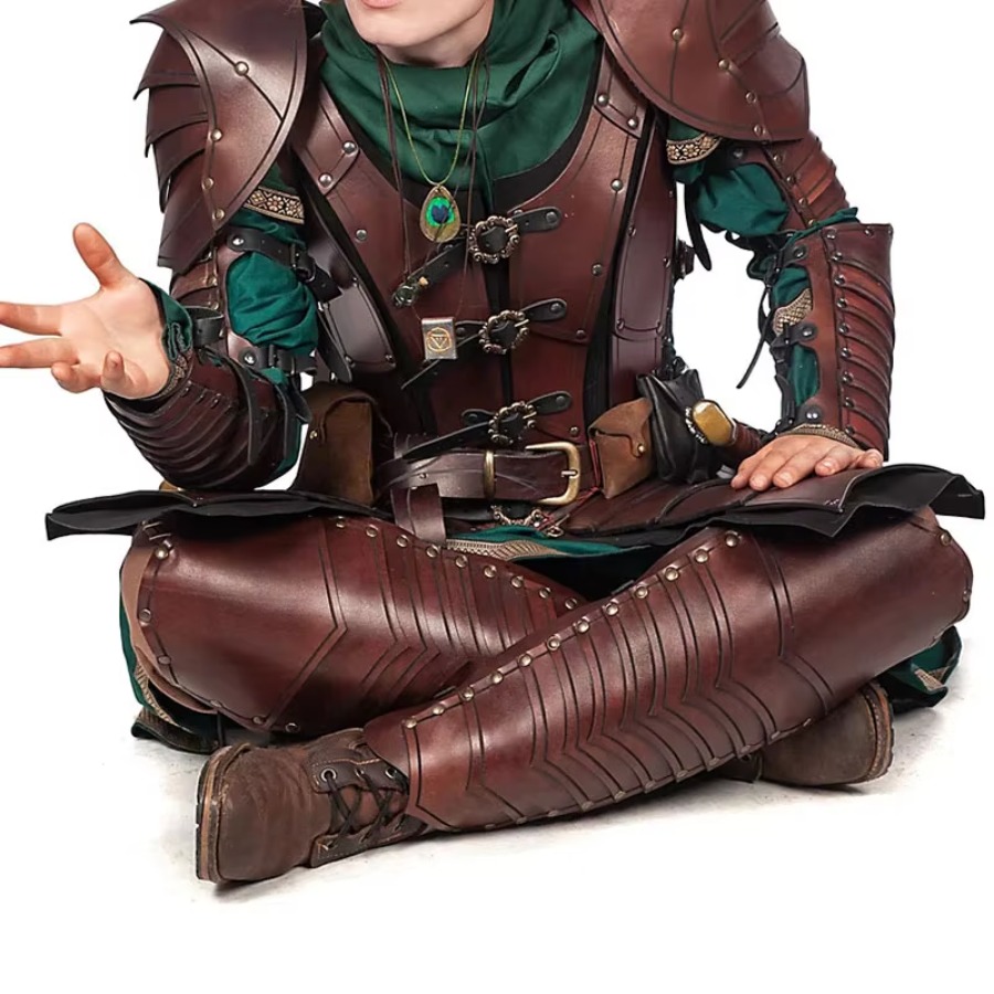 Cosplay Prop - Średniowieczne skórzane ochraniacze na nogi w